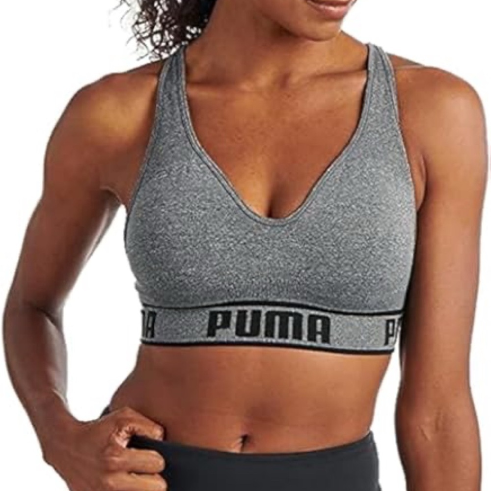 Puma Gray Halter Sports Bra with Crossed‎ Straps